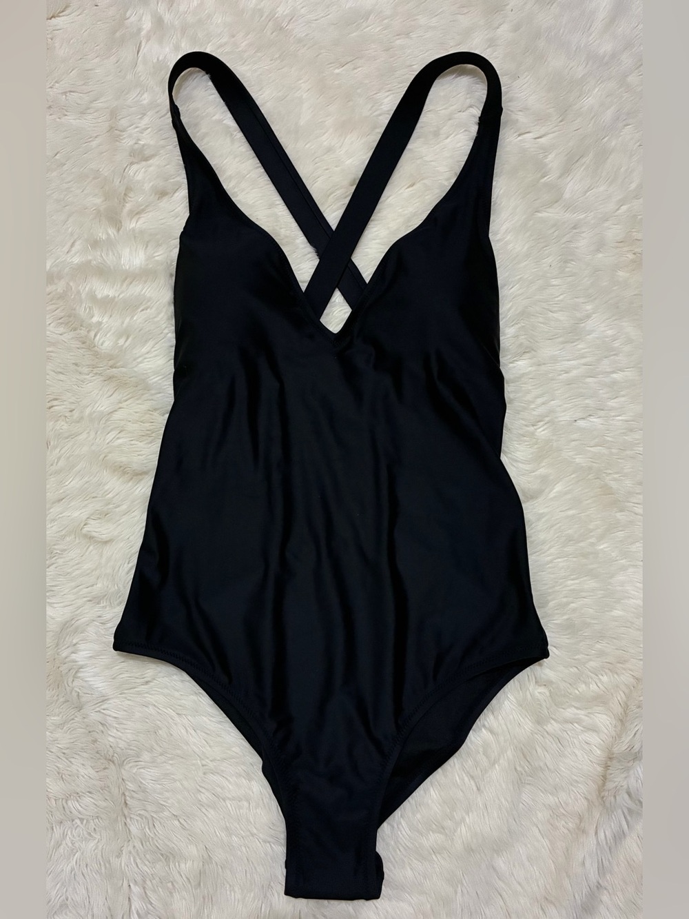 NWOT J Crew High-Support Cross-Back One-Piece Swimsuit, Black, Women’s 8